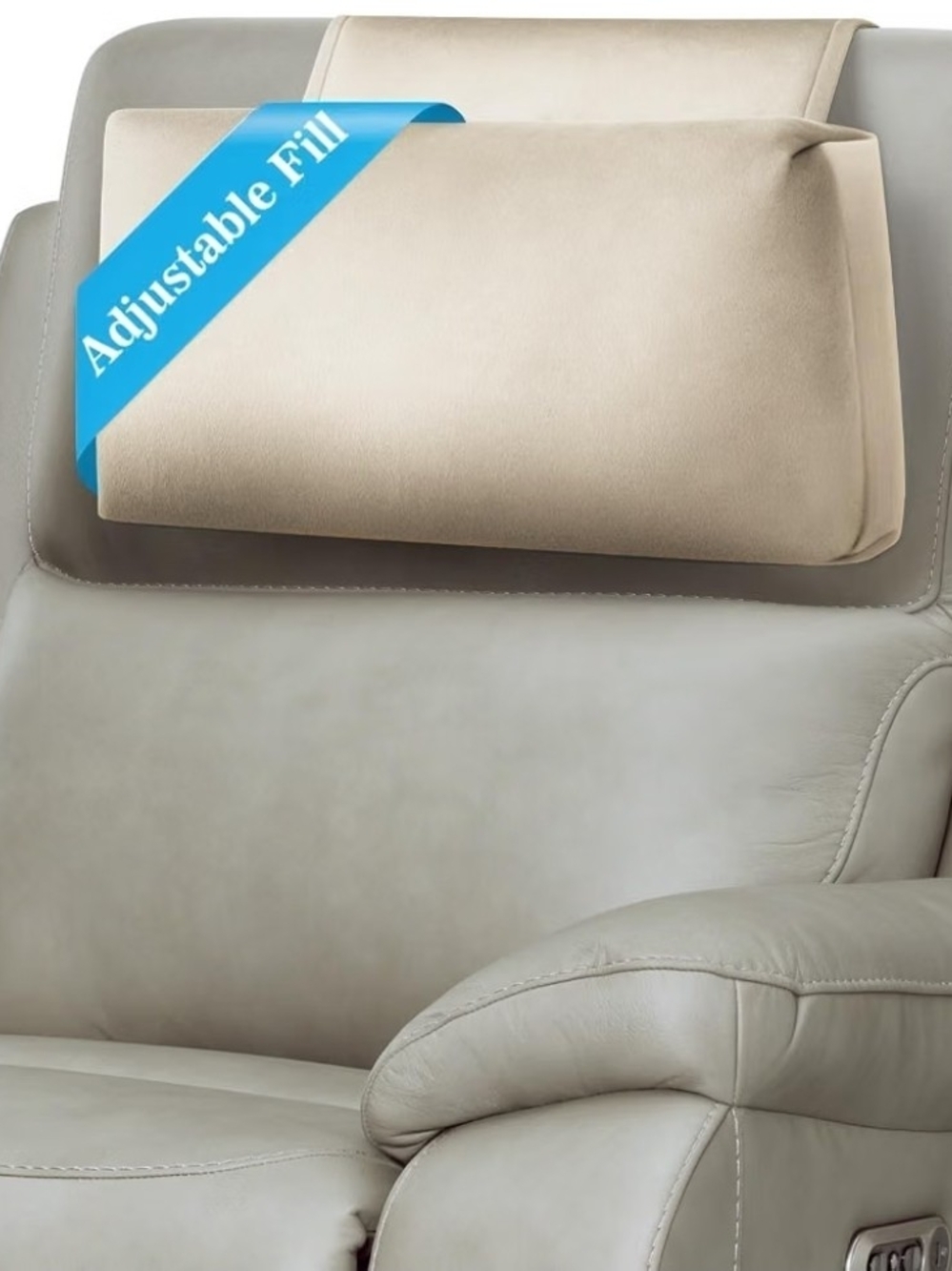 Beige Adjustable Headrest Pillow for Neck Support